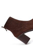 Kadın Kahverengi Kalın Topuklu Süet Deri Bot | Derimod