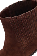 Kadın Kahverengi Kalın Topuklu Süet Deri Bot | Derimod