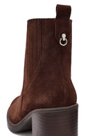 Kadın Kahverengi Kalın Topuklu Süet Deri Bot | Derimod