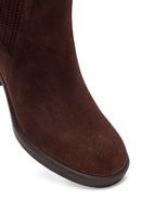 Kadın Kahverengi Kalın Topuklu Süet Deri Bot | Derimod