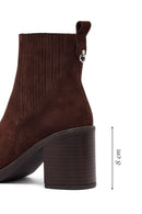 Kadın Kahverengi Kalın Topuklu Süet Deri Bot | Derimod