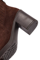 Kadın Kahverengi Kalın Topuklu Süet Deri Bot | Derimod