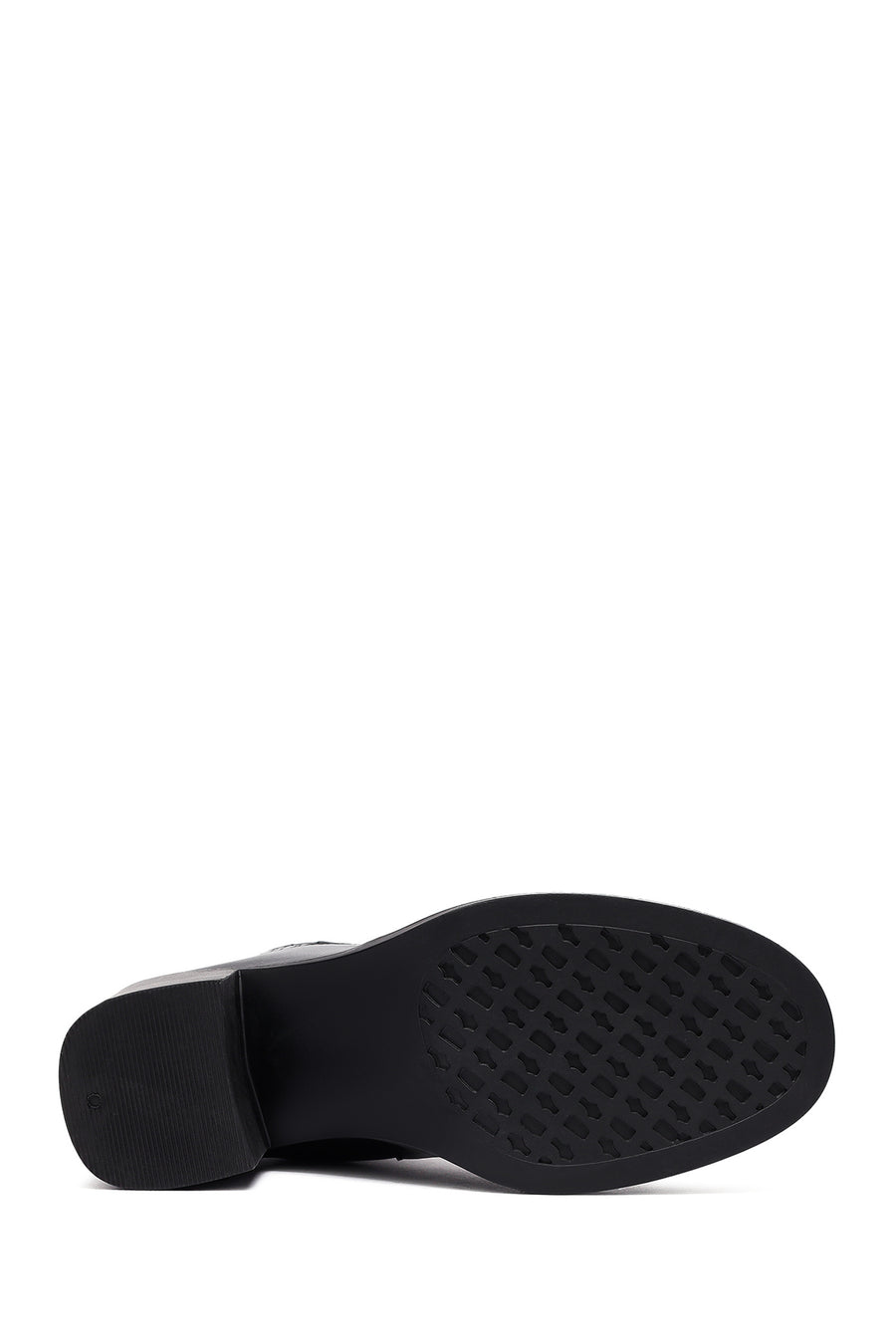 Woman Black Chunky Heels Leather Chelsea Boots