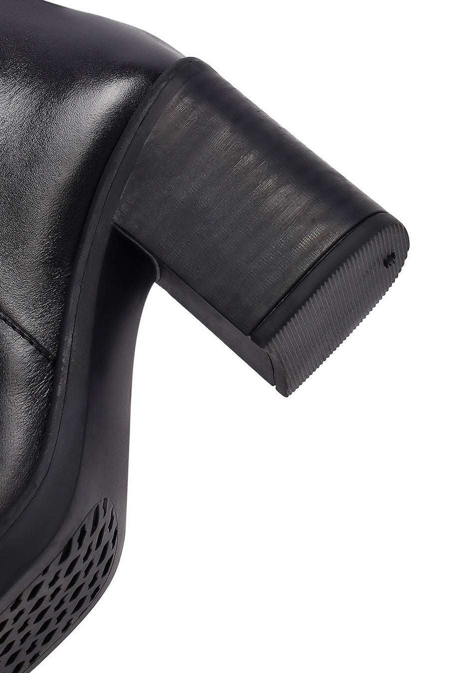 Woman Black Chunky Heels Leather Chelsea Boots