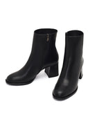 Kadın Siyah Fermuarlı Kalın Topuklu Deri Bot | Derimod