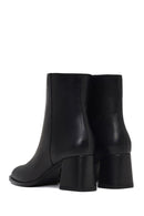 Kadın Siyah Fermuarlı Kalın Topuklu Deri Bot | Derimod