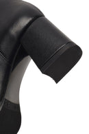 Kadın Siyah Fermuarlı Kalın Topuklu Deri Bot | Derimod