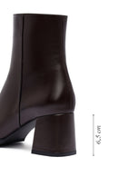 Kadın Kahverengi Fermuarlı Kalın Topuklu Deri Bot | Derimod