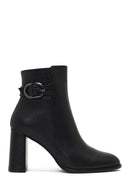 Kadın Siyah Tokalı Fermuarlı Kalın Topuklu Deri Bot | Derimod