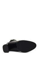 Kadın Siyah Tokalı Fermuarlı Kalın Topuklu Deri Bot | Derimod