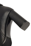 Kadın Siyah Tokalı Fermuarlı Kalın Topuklu Deri Bot | Derimod