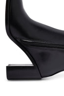 Kadın Siyah Fermuarlı Kalın Topuklu Deri Bot | Derimod