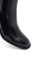 Kadın Siyah Fermuarlı Kalın Topuklu Deri Bot | Derimod