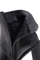 Kadın Siyah Fermuarlı Kalın Topuklu Deri Bot | Derimod