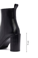 Kadın Siyah Fermuarlı Kalın Topuklu Deri Bot | Derimod