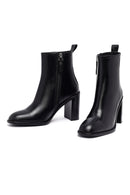 Kadın Siyah Fermuarlı Kalın Topuklu Deri Bot | Derimod