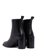 Kadın Siyah Fermuarlı Kalın Topuklu Deri Bot | Derimod