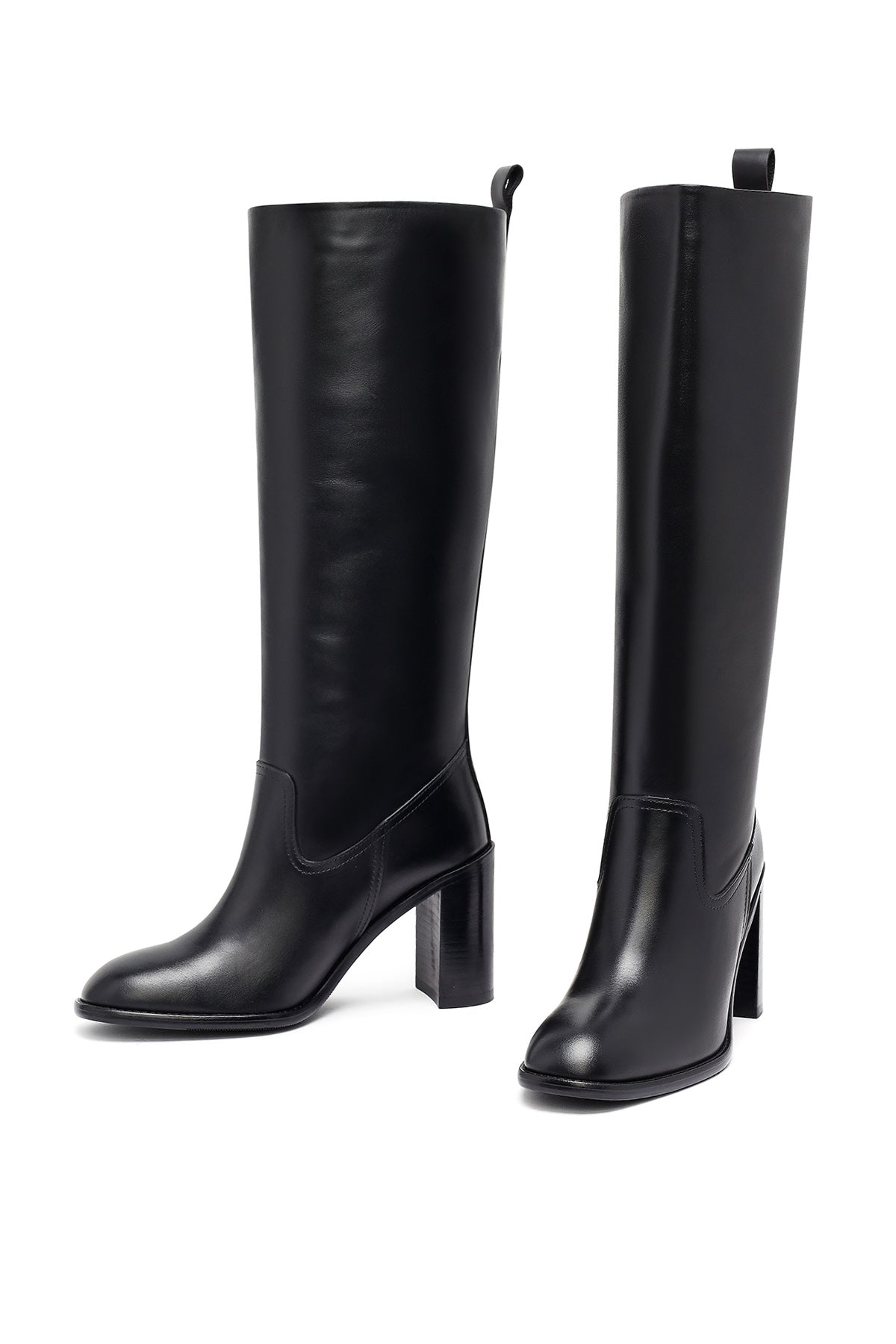 Kadın Siyah Kalın Topuklu Deri Çizme