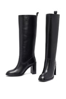 Kadın Siyah Kalın Topuklu Deri Çizme | Derimod