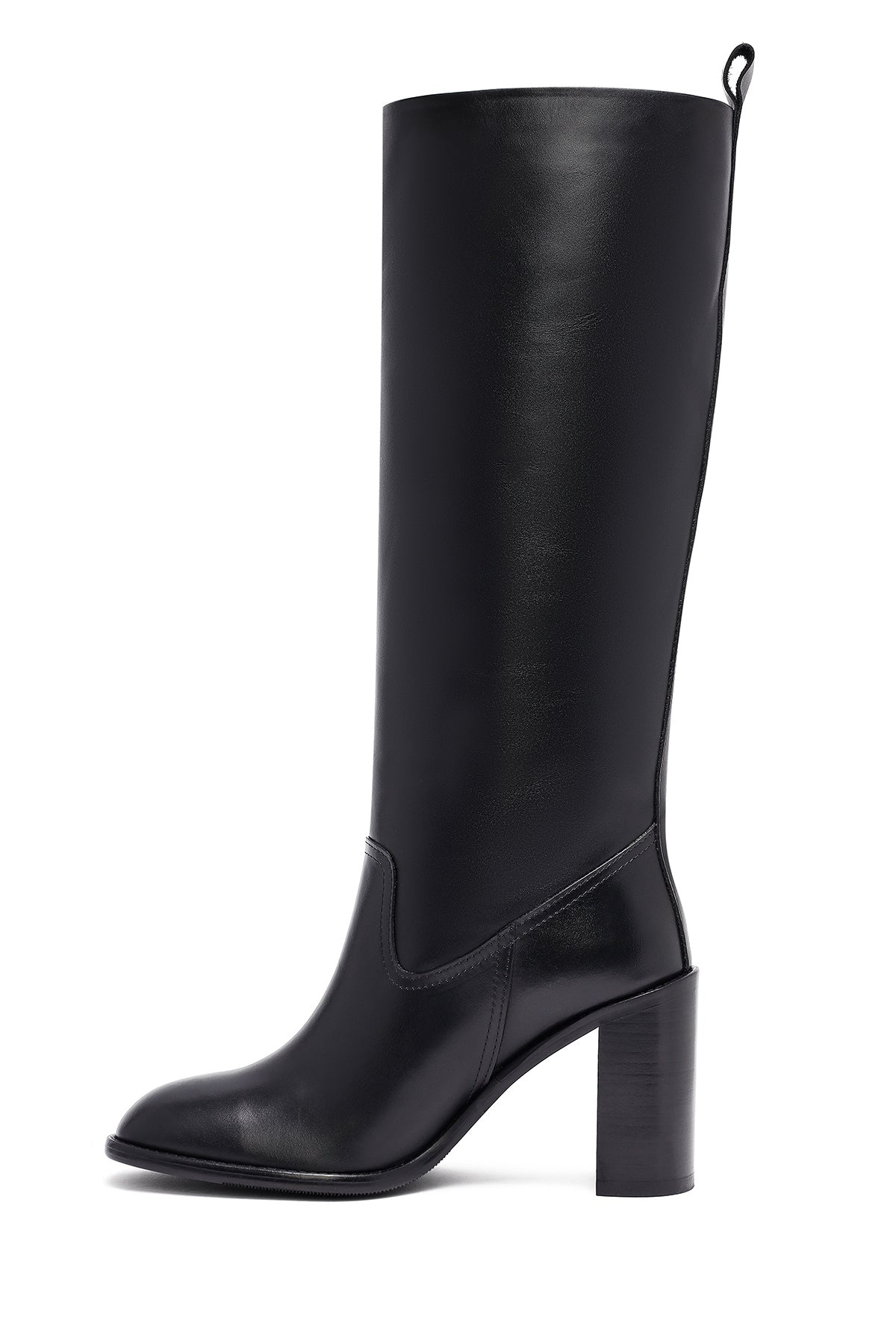 Kadın Siyah Kalın Topuklu Deri Çizme