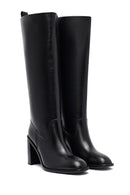 Kadın Siyah Kalın Topuklu Deri Çizme | Derimod
