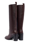 Kadın Bordo Kalın Topuklu Deri Çizme | Derimod