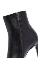 Woman Black Zippered High Thin Heels Leather Boat | Derimod