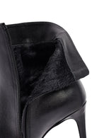 Woman Black Zippered High Thin Heels Leather Boat | Derimod