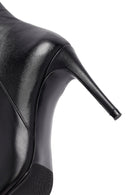 Woman Black Zippered High Thin Heels Leather Boat | Derimod