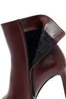 Kadın Bordo Fermuarlı Yüksek İnce Topuklu Deri Bot | Derimod
