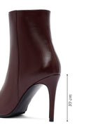 Kadın Bordo Fermuarlı Yüksek İnce Topuklu Deri Bot | Derimod