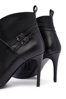 Woman Black Zippered Stiletto Heels Leather Boat | Derimod