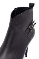 Woman Black Zippered Stiletto Heels Leather Boat | Derimod