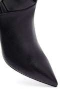 Woman Black Zippered Stiletto Heels Leather Boat | Derimod