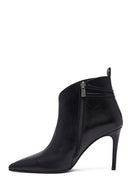 Woman Black Zippered Stiletto Heels Leather Boat | Derimod