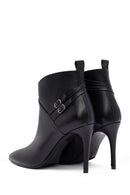 Woman Black Zippered Stiletto Heels Leather Boat | Derimod