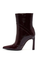 Kadın Bordo Yüksek İnce Topuklu Deri Bot | Derimod