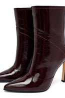 Kadın Bordo Yüksek İnce Topuklu Deri Bot | Derimod