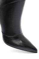 Kadın Siyah Yüksek İnce Topuklu Deri Bot | Derimod