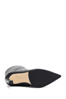 Kadın Siyah Yüksek İnce Topuklu Deri Bot | Derimod