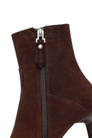 Kadın Kahverengi Fermuarlı İnce Topuklu Süet Deri Bot | Derimod
