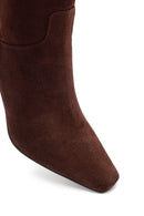 Kadın Kahverengi Fermuarlı İnce Topuklu Süet Deri Bot | Derimod