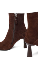 Kadın Kahverengi Fermuarlı İnce Topuklu Süet Deri Bot | Derimod