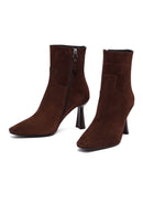 Kadın Kahverengi Fermuarlı İnce Topuklu Süet Deri Bot | Derimod