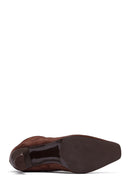 Kadın Kahverengi Fermuarlı İnce Topuklu Süet Deri Bot | Derimod