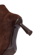 Kadın Kahverengi Fermuarlı İnce Topuklu Süet Deri Bot | Derimod