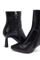 Kadın Siyah Fermuarlı Topuklu Deri Bot | Derimod