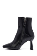 Kadın Siyah Fermuarlı Topuklu Deri Bot | Derimod