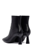 Kadın Siyah Fermuarlı Topuklu Deri Bot | Derimod