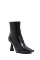 Kadın Siyah Fermuarlı Topuklu Deri Bot | Derimod